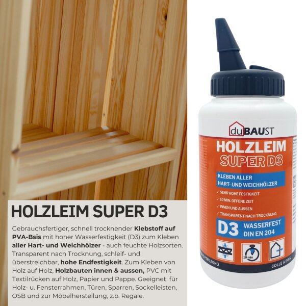 duBAUST WOD24 SUPER D3 Holzleim 500g Flasche