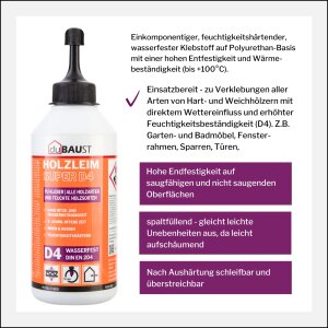 duBAUST WOP24 PU Kleber Holzleim Super D4 wasserfest 500g...