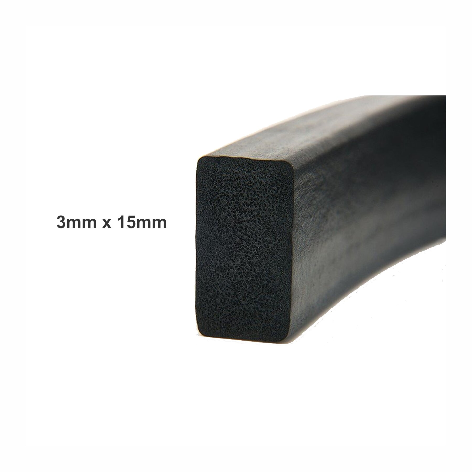 Moosgummi Dichtung Flach Vierkant Dichtband EPDM Gummidichtung 3mm x 15mm 100m
