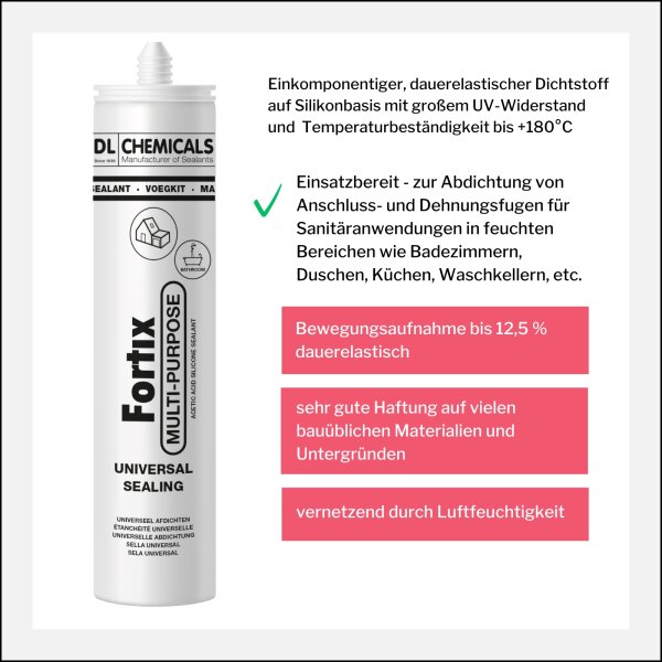 duBAUST Fortix Multisilikon Innen/Aussen Sanitär Bau Universalsilikon 280ml