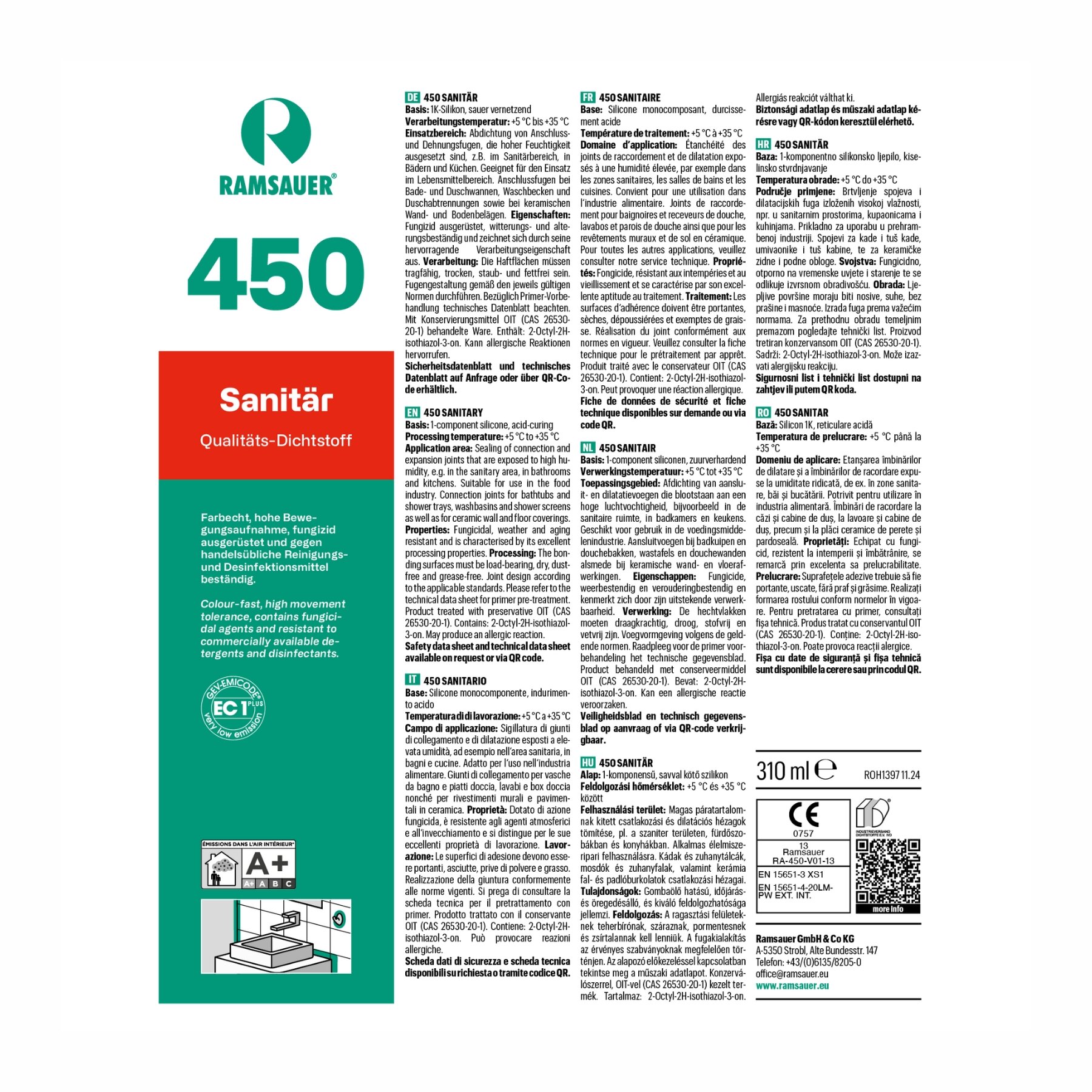 Ramsauer 450 Sanitärsilikon 310 ml anthrazit matt