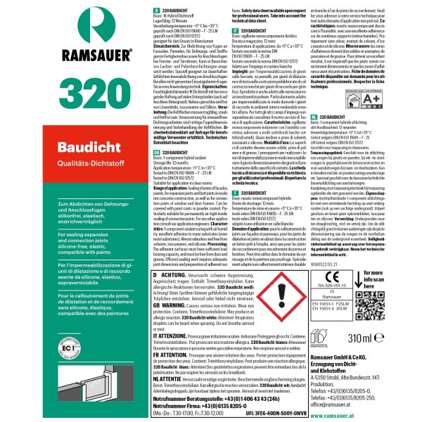 Ramsauer 320 Baudicht Hybriddichtstoff 310 ml Kartusche versch. Farben