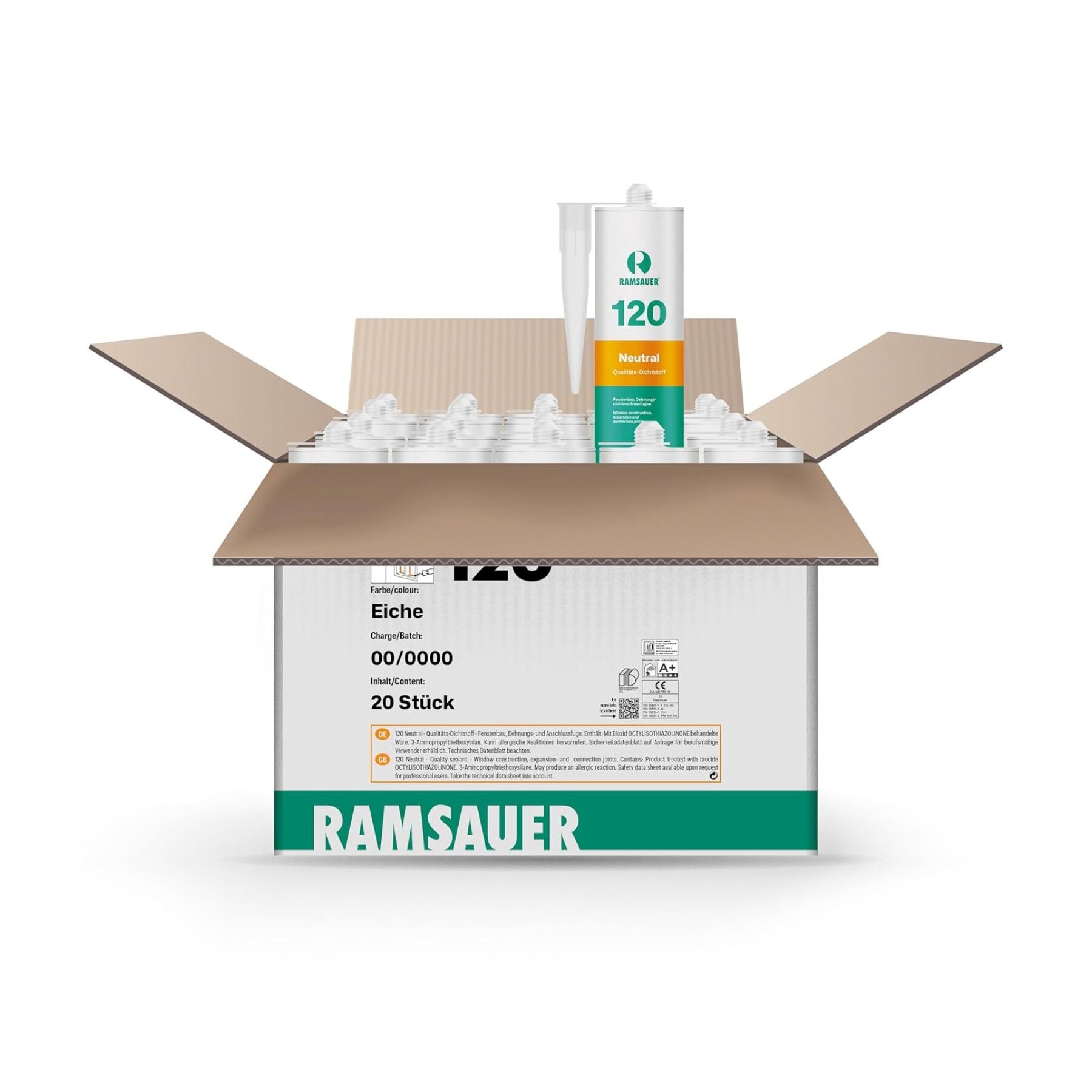 Ramsauer 120 Neutraler 1K Silikon Dichstoff 20 x 310 ml Kartusche versch. Farben
