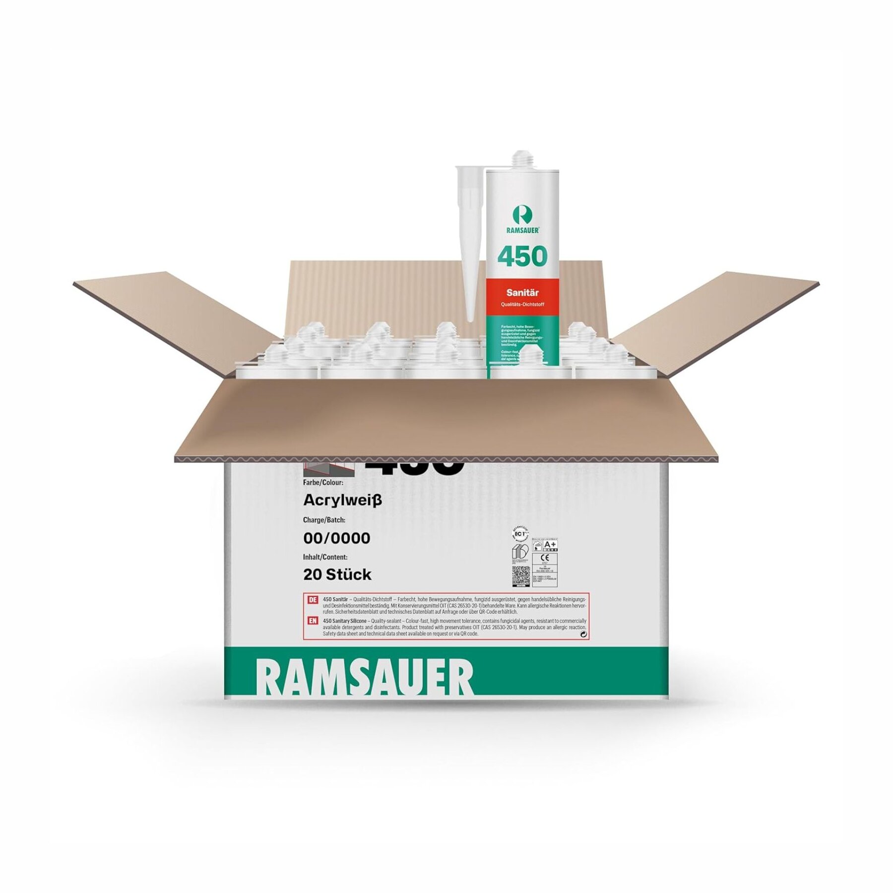 Ramsauer 450 Sanitärsilikon 20 x 310 ml Kartusche über 80 Farben