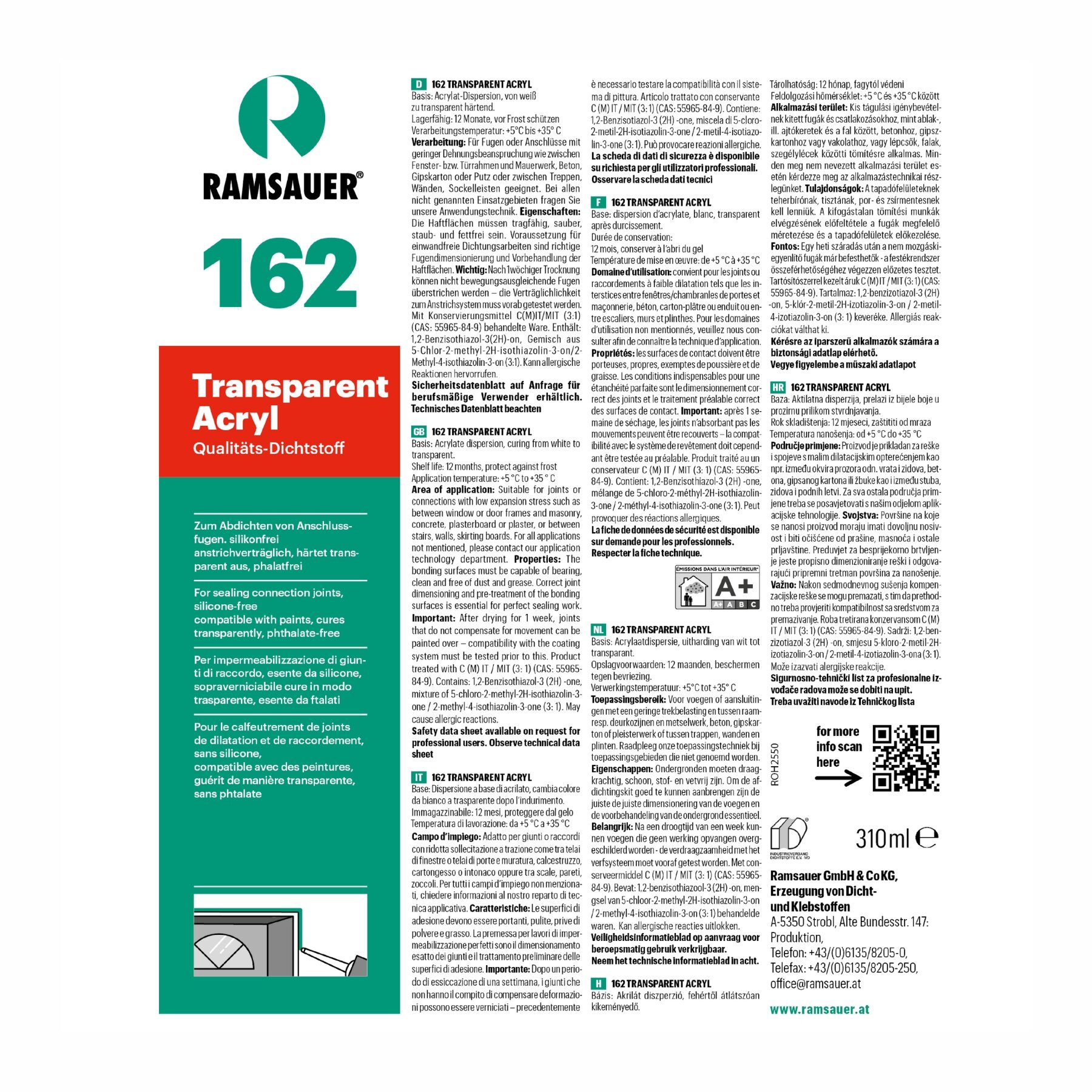 Ramsauer 162 Transparent Acryl 310 ml Kartusche