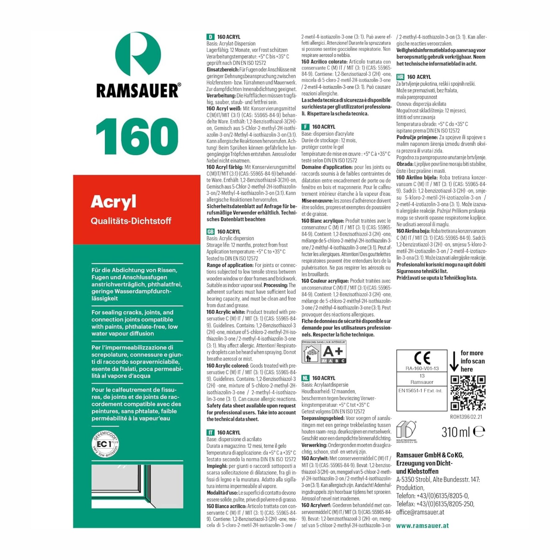 Ramsauer 160 Acryl 20 x 310 ml Kartusche versch. Farben