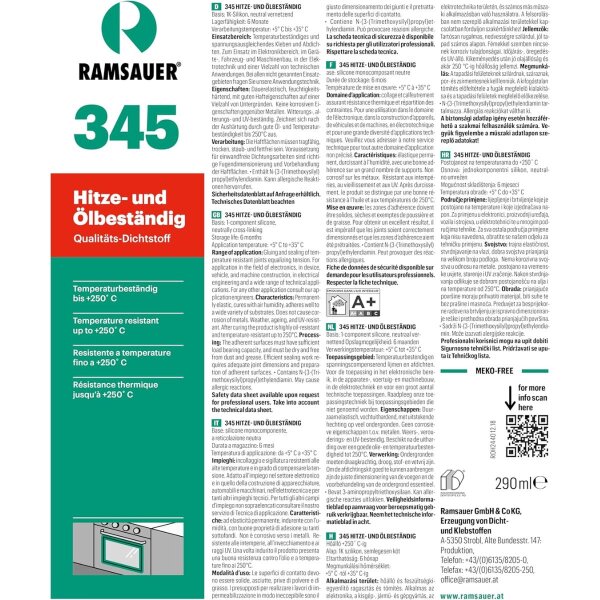 Ramsauer 345 Hitze-Ölbeständig Silikon 310 ml Kartusche schwarz