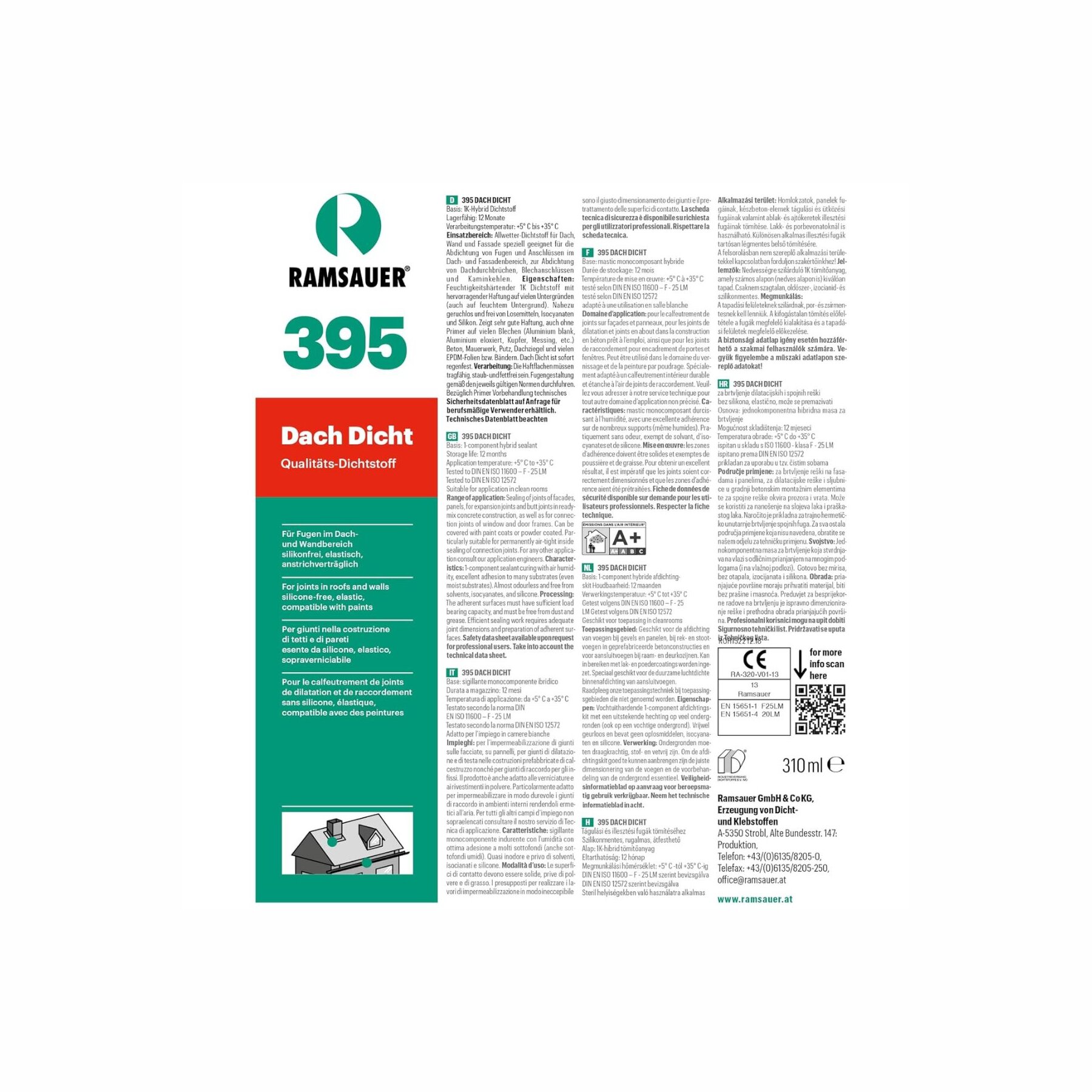 Ramsauer 395 Dach Dicht 310 ml Kartusche 2 Farben