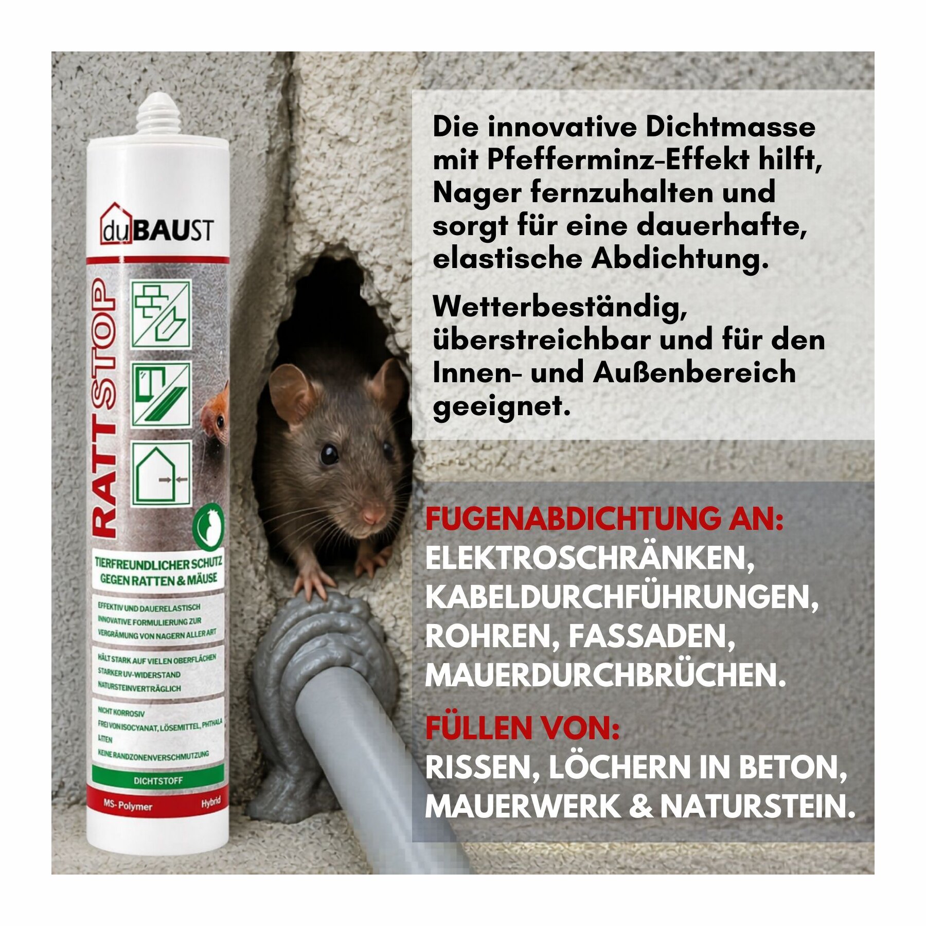 duBAUST RAT24 RATTSTOP 290 ml Kartusche grau