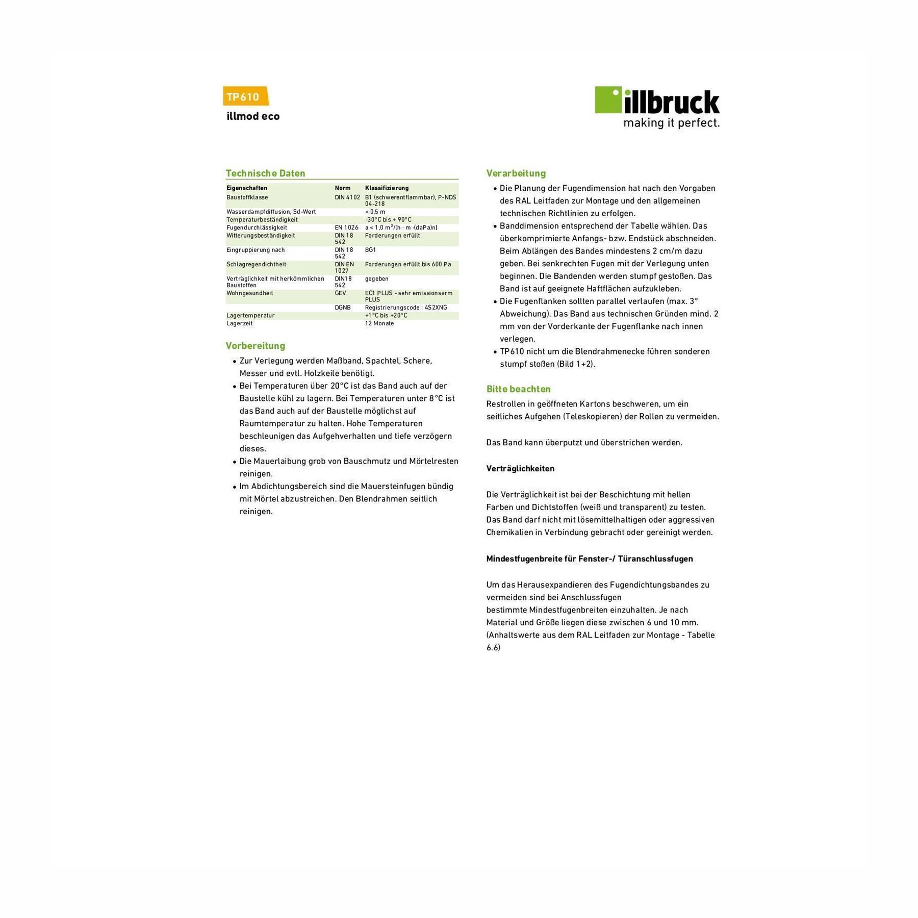illbruck TP610 Kompriband Quellband Fugendichtband eco 2 Farben - versch. Größen