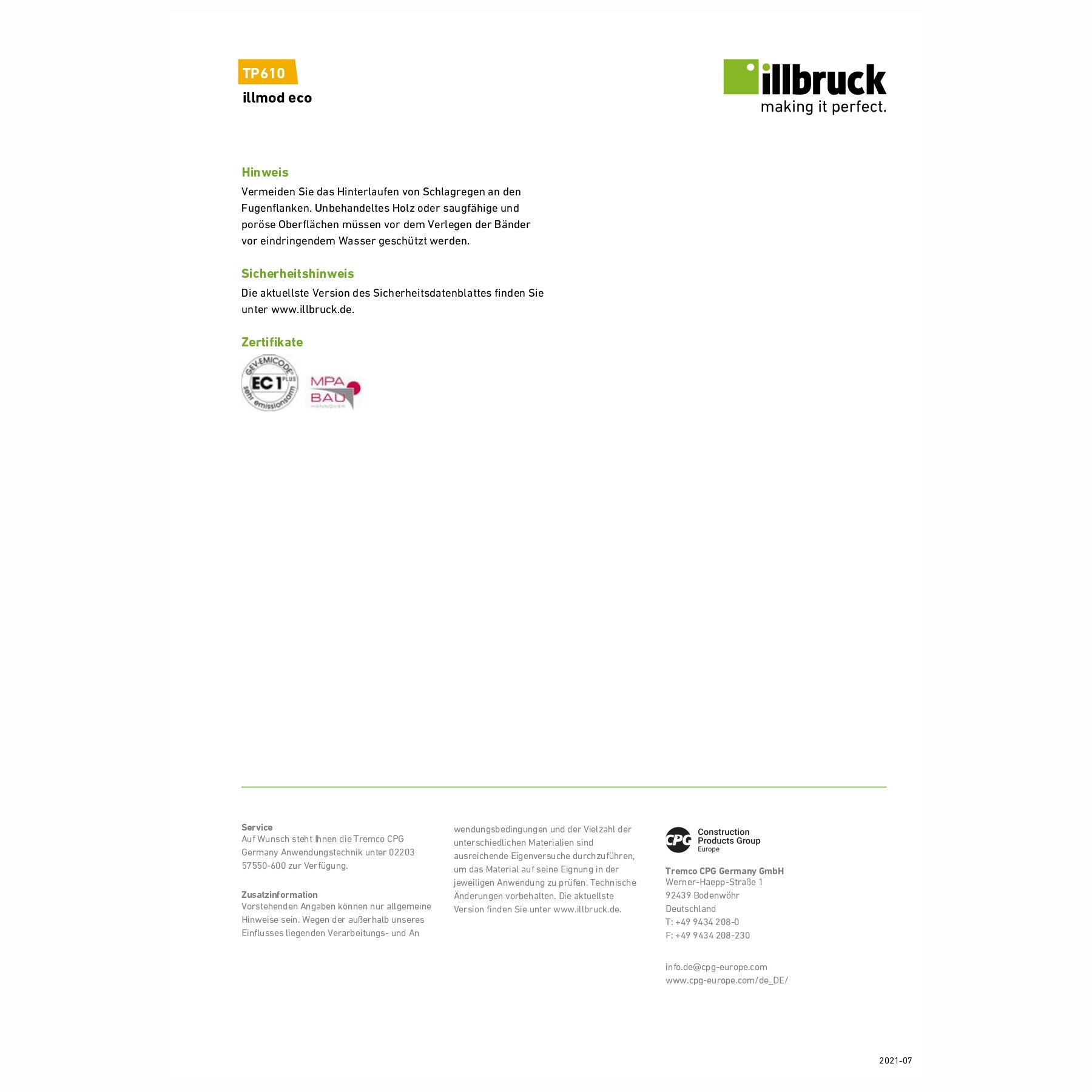 illbruck TP610 Kompriband Quellband Fugendichtband eco 2 Farben - versch. Größen