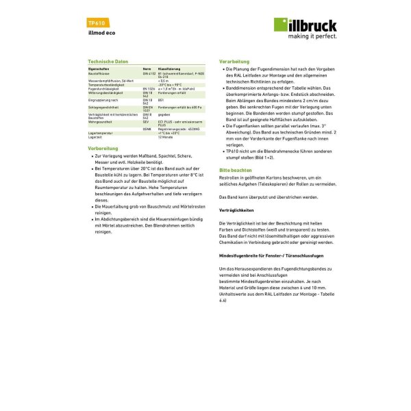 illbruck TP610 Kompriband Quellband Fugendichtband eco 2 Farben - versch. Größen
