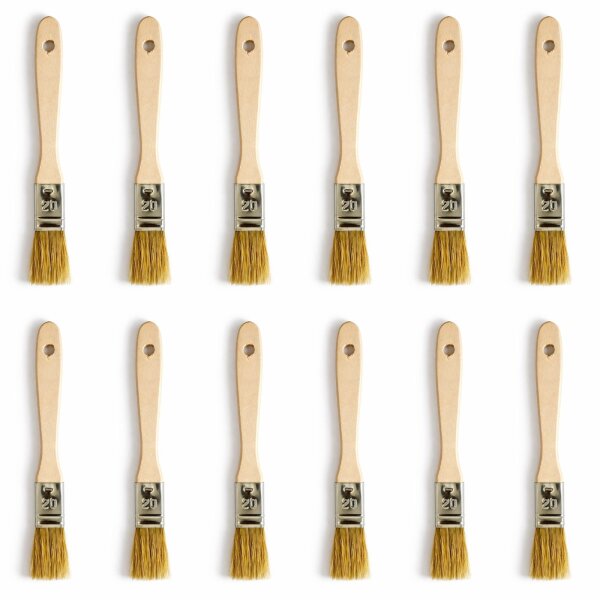Malerpinsel Flachpinsel Lackierpinsel für Grundierung Lack Farbe & Versiegelung 20 mm 12 Stück