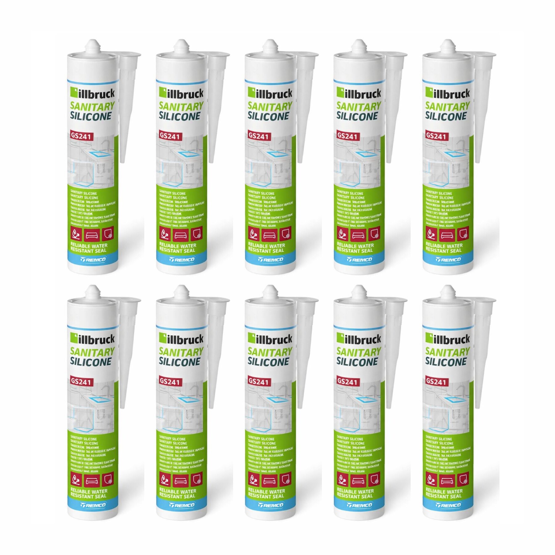 RESTPOSTEN 10x Illbruck GS241 Sanitärsilikon 310ml weiss MHD 02/26