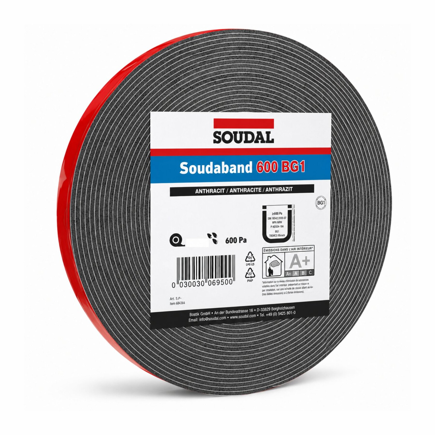 Soudaband 600 BG1 Kompriband Quellband Fugendichtband anthrazit 30/10-18 3m/Rolle