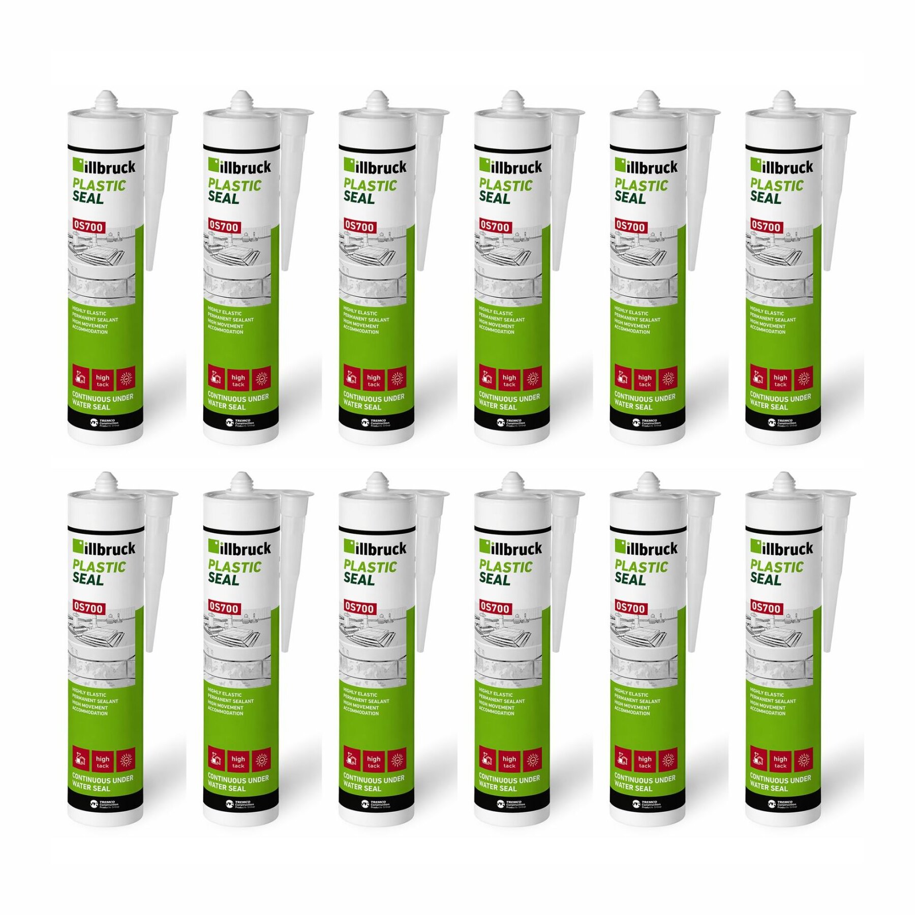 RESTPOSTEN 12x illbruck OS700 Kunststoff Schwimmbad Silikon 310ml hellgrau MHD 05/26