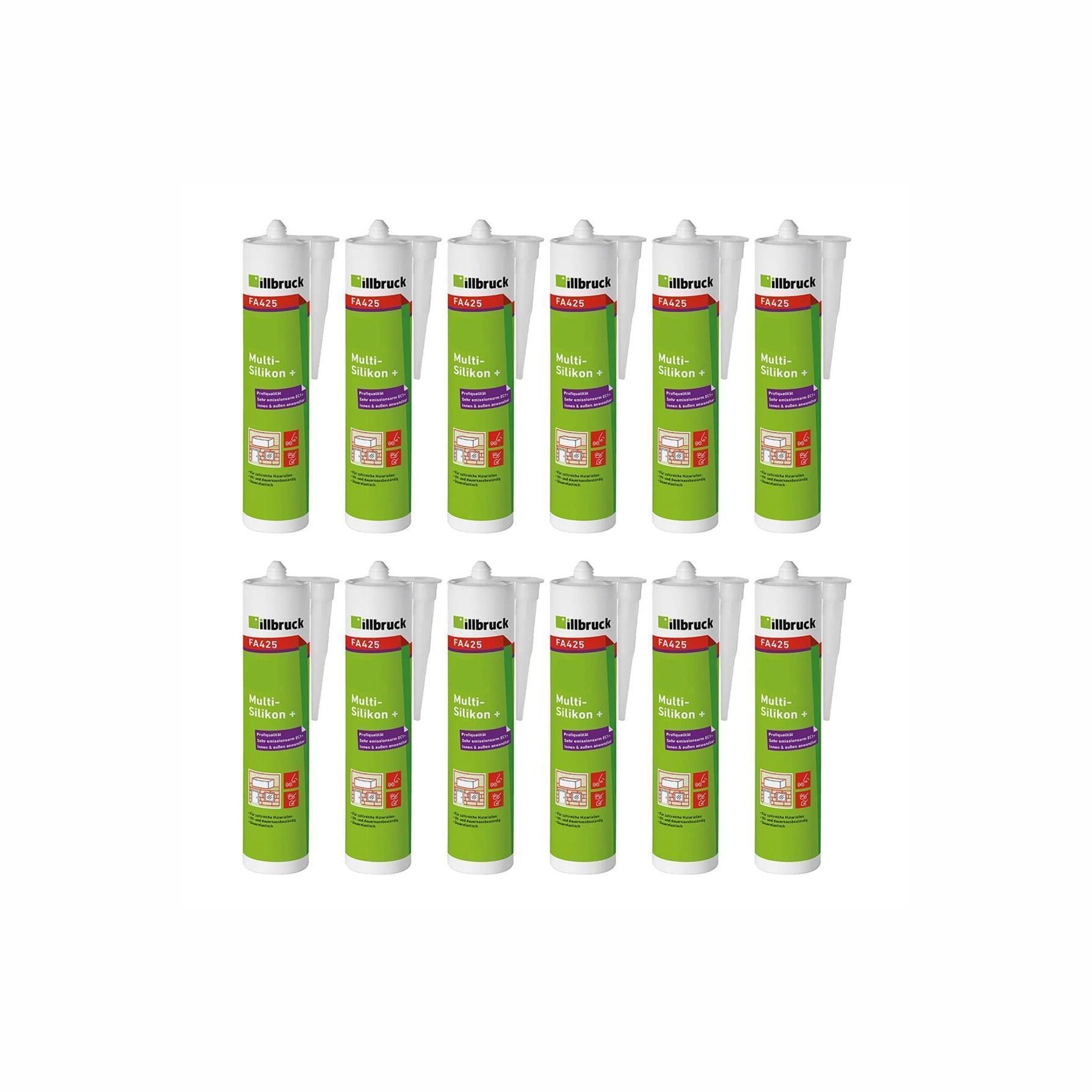RESTPOSTEN 12x Illbruck FA425 Multi-Silikon+ 310ml transparent MHD 07/26