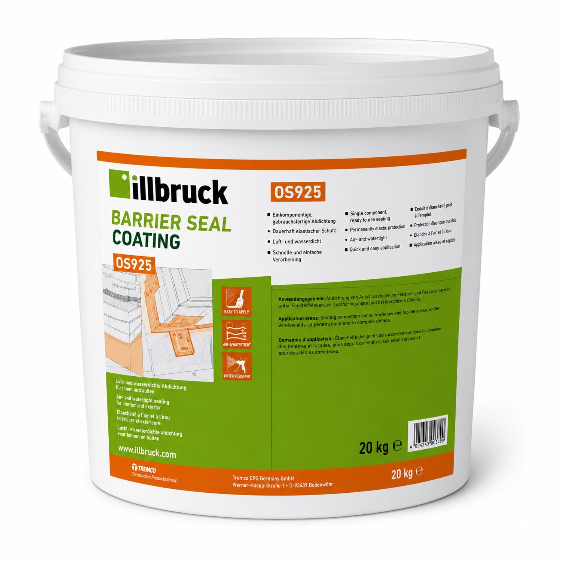 RESTPOSTEN illbruck OS925 bituminöse Abdichtungsbeschichtung 20 kg Eimer, MHD 07/26