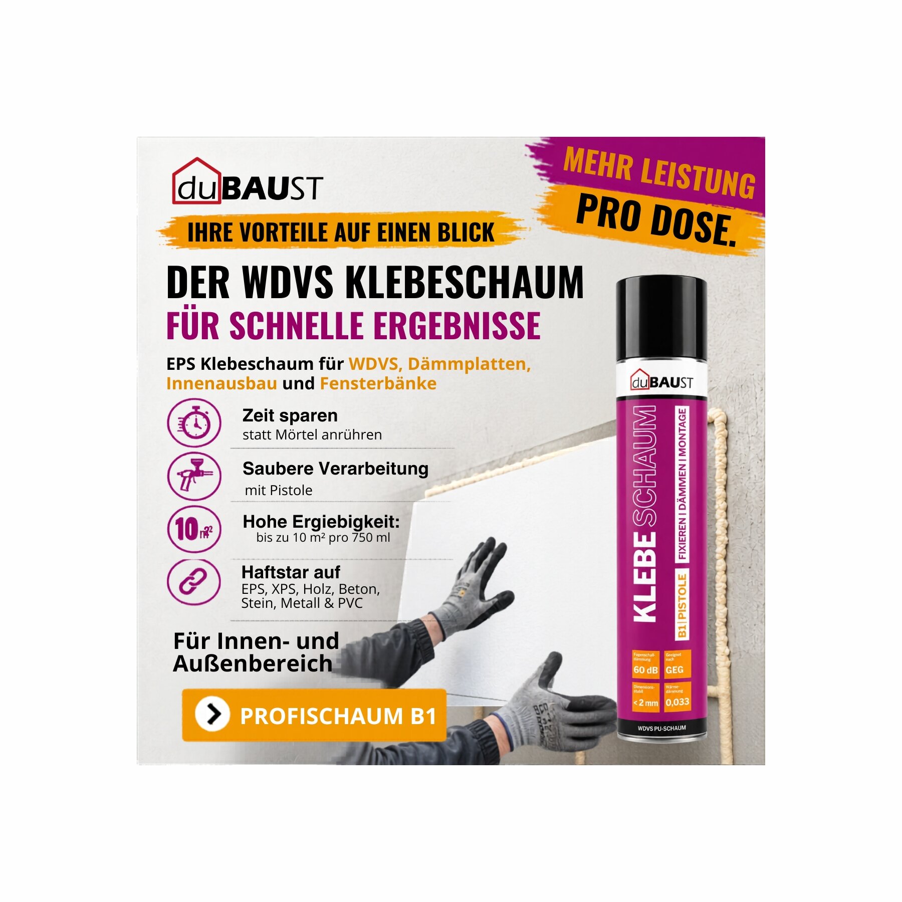 Karton (12x 750ml) duBAUST WSP24 WDVS Klebeschaum B1