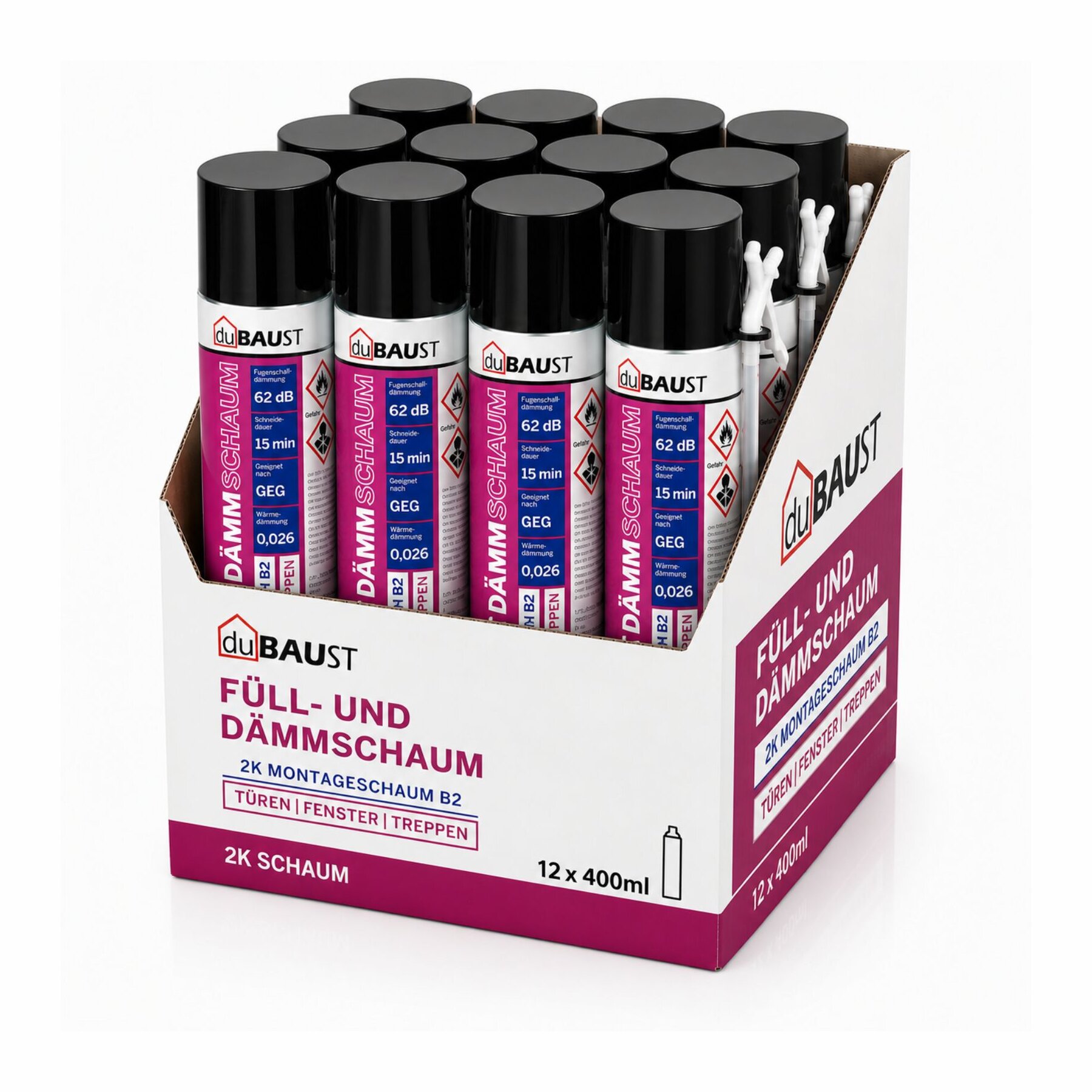 Karton (12x 400ml) duBAUST ZKS24 2K Zargenschaum B2