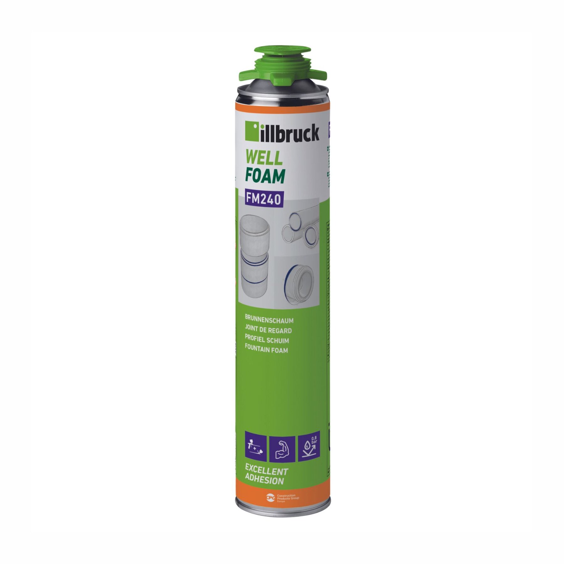 illbruck FM240 Brunnenschaum 750 ml – 2in1 PU-Schaum mit Pistolen- & Röhrchenaufsatz