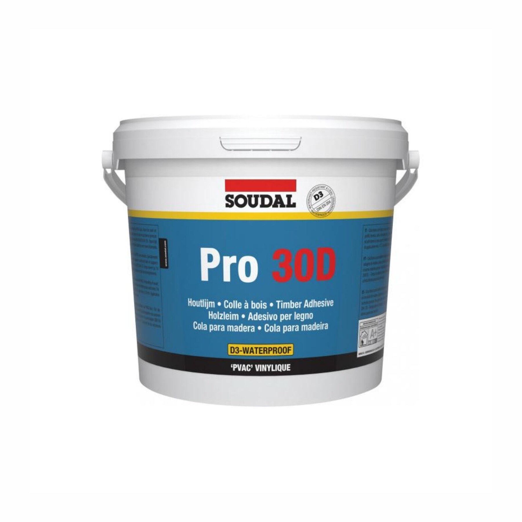 Soudal Pro 30D Holzleim 5kg Eimer, herausragende Wasserfestigkeit (D3)