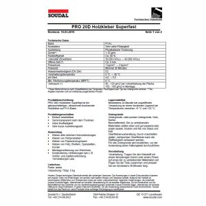 Soudal Pro 20D Holzleim D2 750g...
