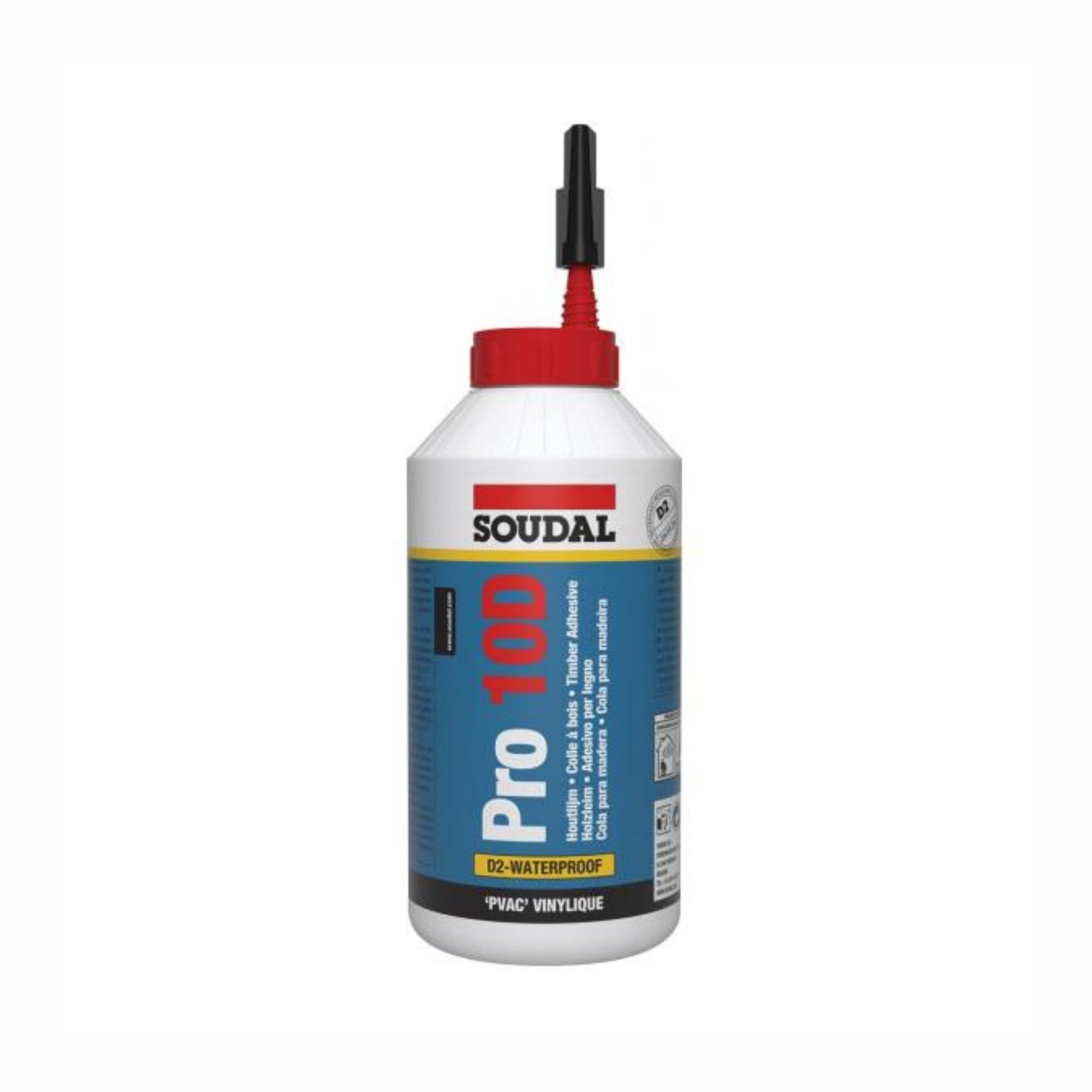 Soudal Pro 10D Holzleim D2 750g wiederverschließbare Flasche, weiss