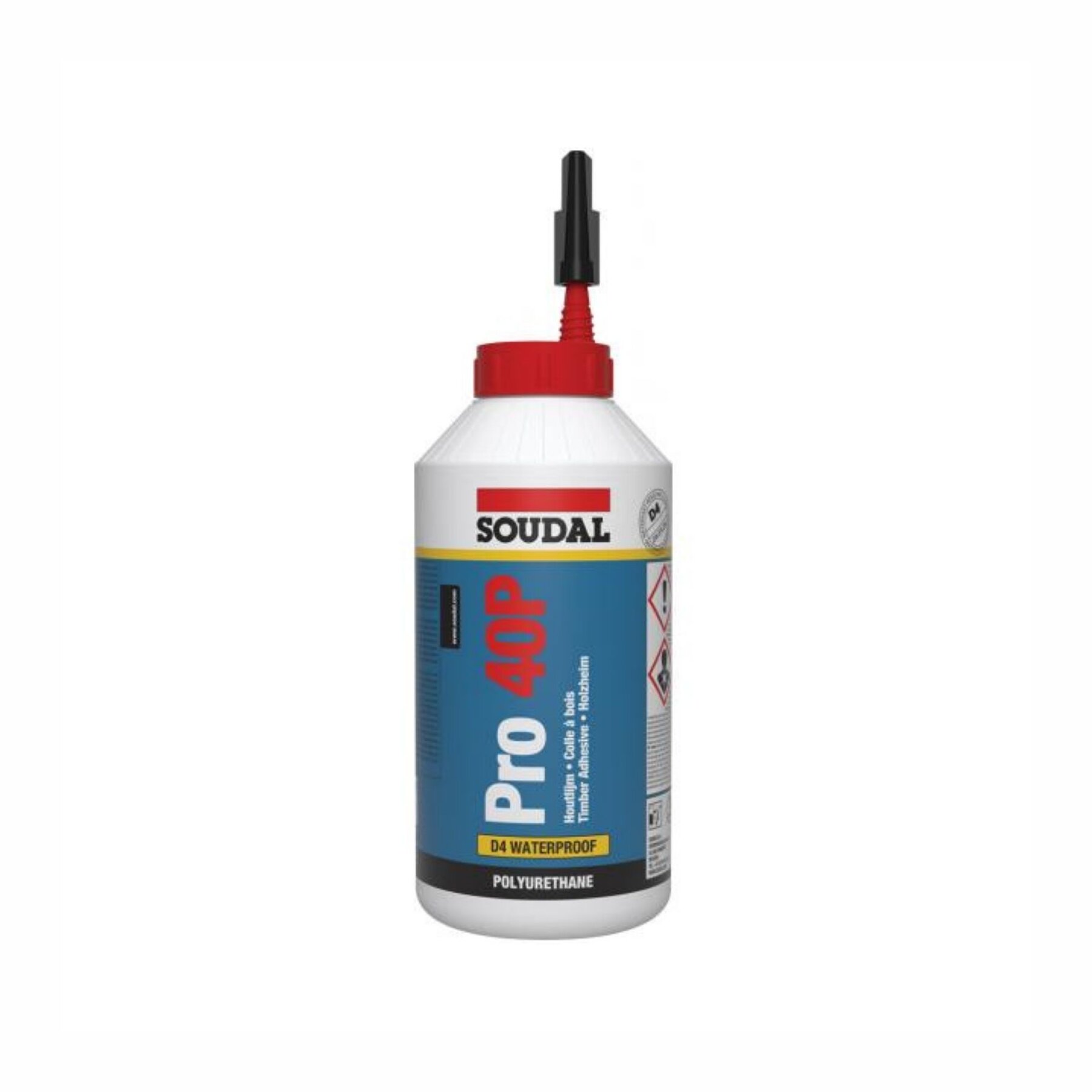 Soudal Pro 40P Holzleim 750g Flasche, geeignet für feuchte Holzsorten (D4)